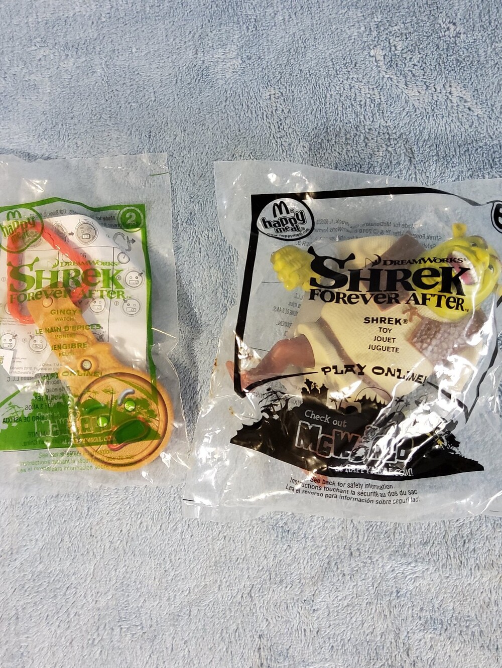 2010 Shrek Forever After McDonald's Happy Meal Toys #2 Gingy #3 Shrek Sealed